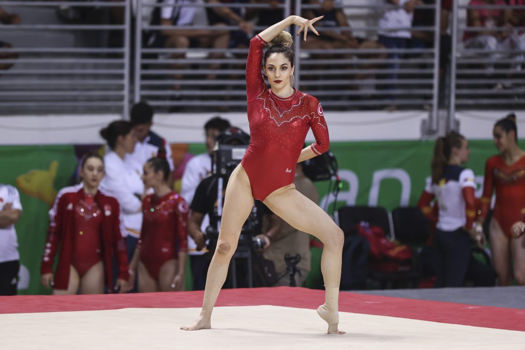 ORAN, ALGERIA - JUNE 26: Goksu Uctas of Turkiye competes during the women's gymnastics competition match within the 19th Mediterranean Games in Oran, Algeria on June 26, 2022. ( Serhat Çağdaş - Anadolu Agency )